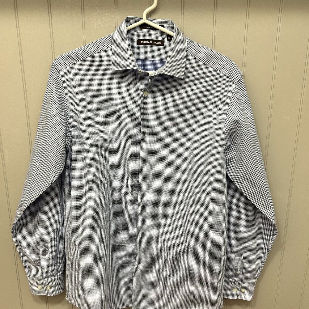Big Boys Michael Kors blue and white checkered dress shirt Size 20